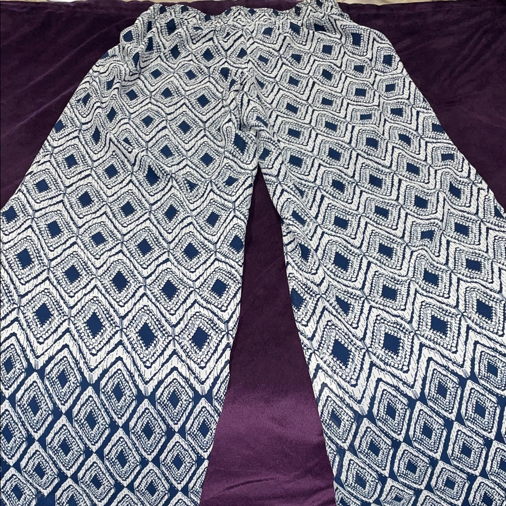 Cato Navy and White Diamond Pattern Pants
